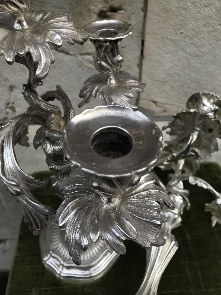 Paires de  Flambeaux,métal Plaqué ,XIX ème Siècle -photo-4