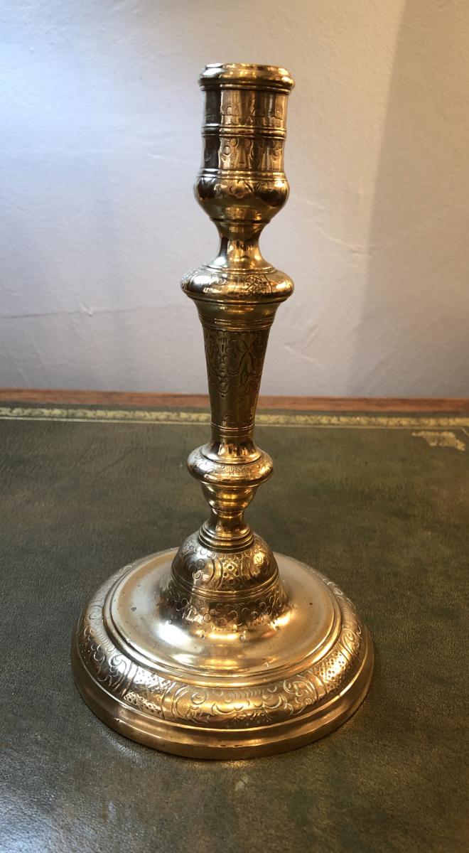 Bronze Candlestick, C Crowned, Late Seventeenth Century