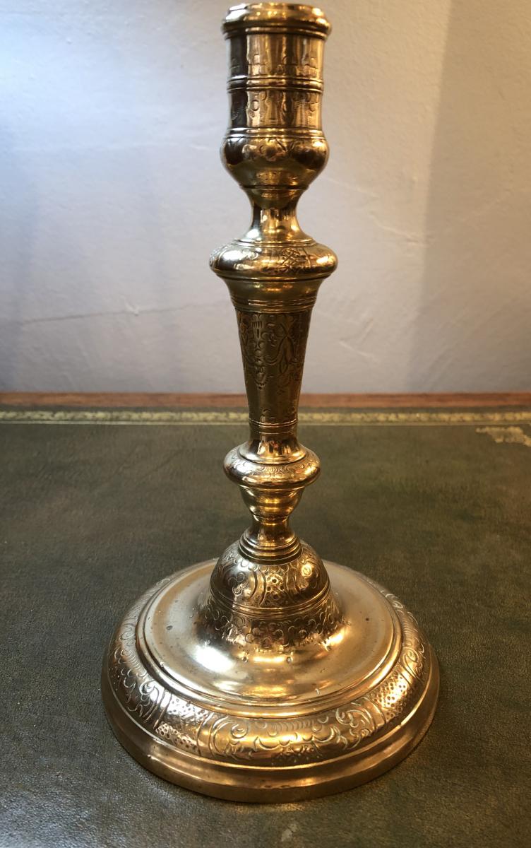 Bronze Candlestick, C Crowned, Late Seventeenth Century-photo-2