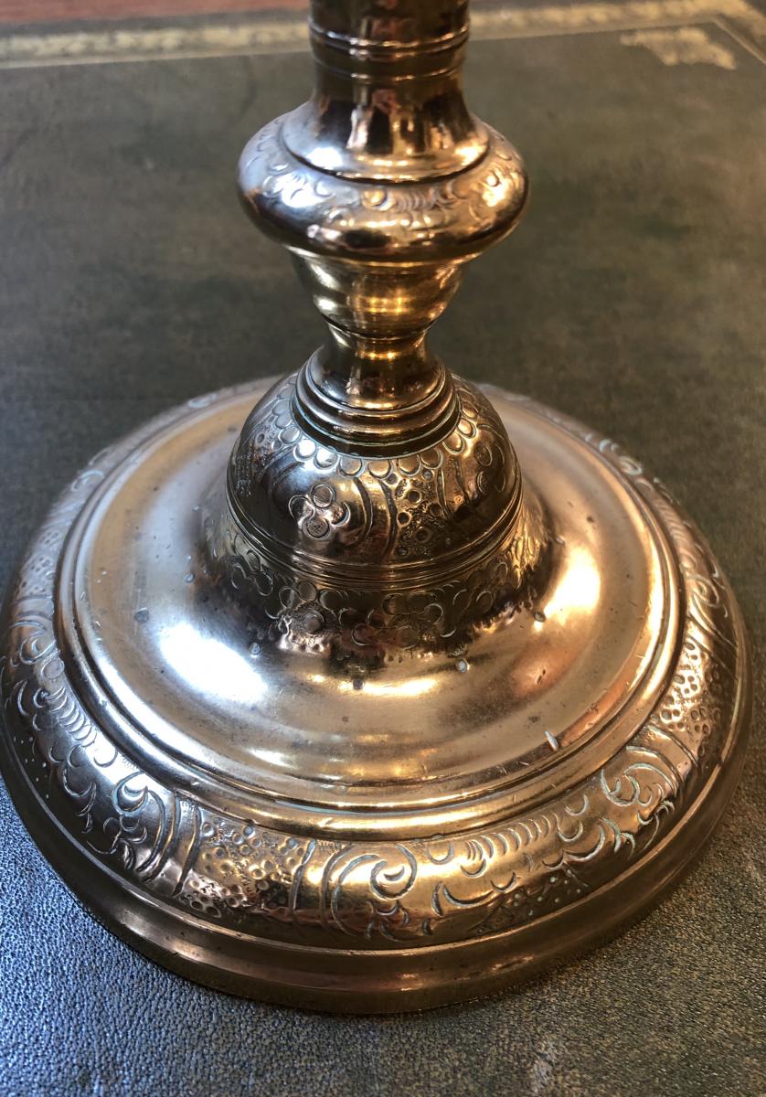 Bronze Candlestick, C Crowned, Late Seventeenth Century-photo-3