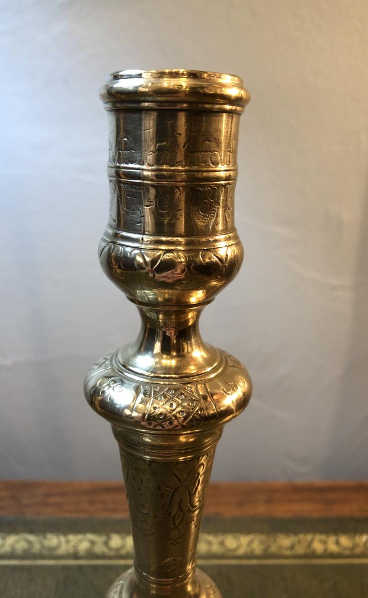 Bronze Candlestick, C Crowned, Late Seventeenth Century-photo-1
