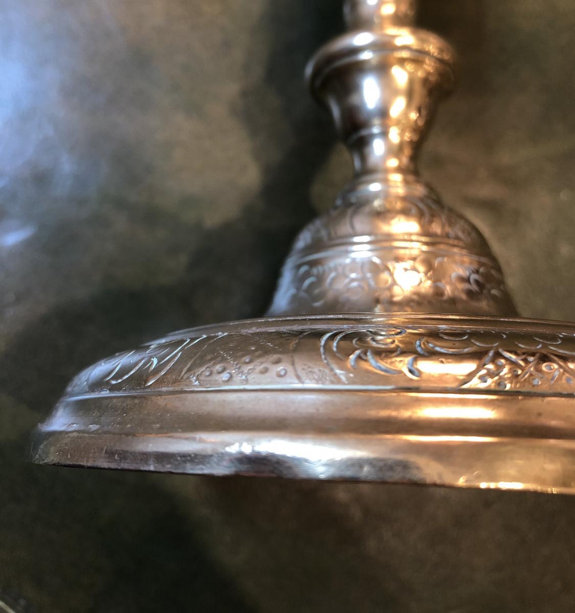 Bronze Candlestick, C Crowned, Late Seventeenth Century-photo-8