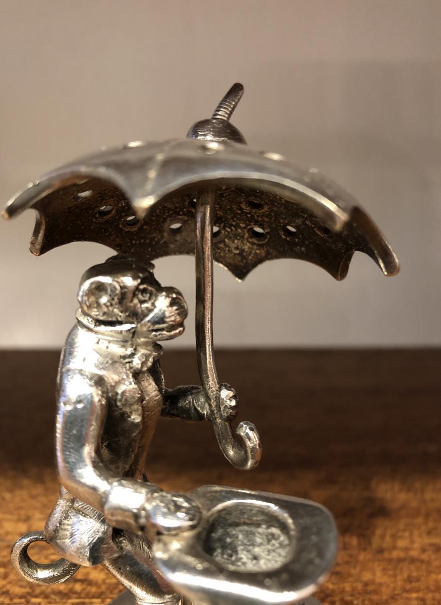 Porte Cure  dents,bronze Argenté,XIXème Siècle -photo-2