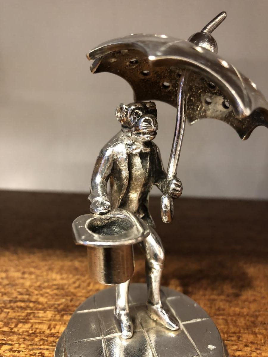 Porte Cure  dents,bronze Argenté,XIXème Siècle -photo-4