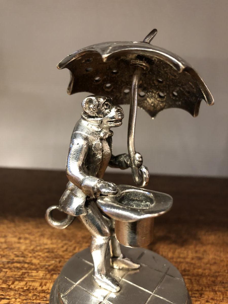Porte Cure  dents,bronze Argenté,XIXème Siècle -photo-6