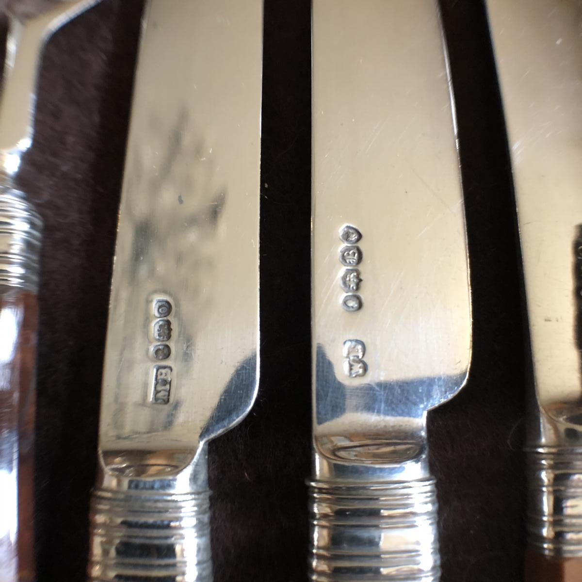 Box Cutlery, Silver, Agate, Nineteenth Century-photo-3