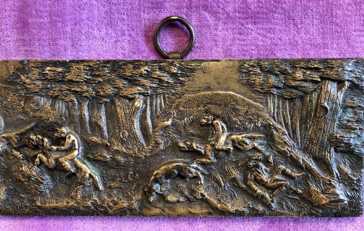 Plaque en Bronze,course de  Singes,XIXème Siècle -photo-4