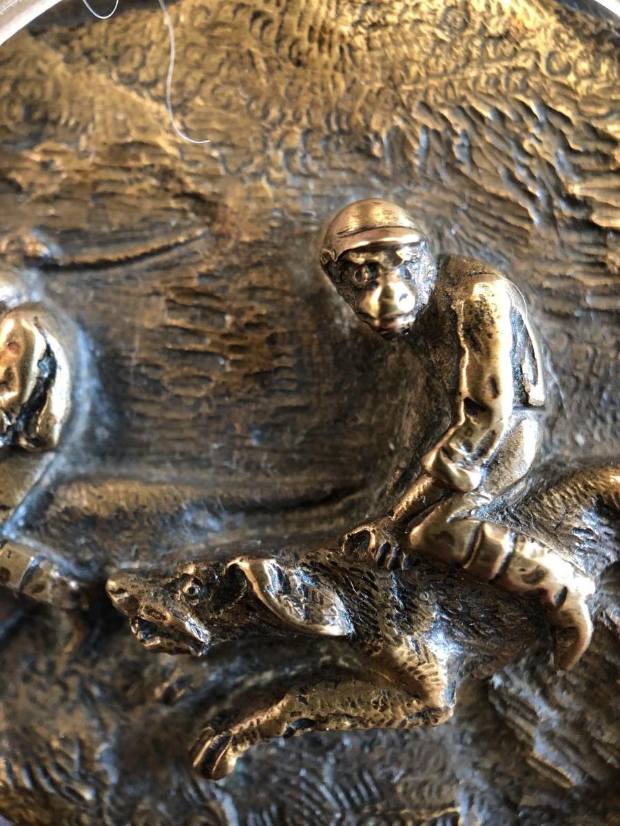 Plaque en Bronze,course de  Singes,XIXème Siècle -photo-2