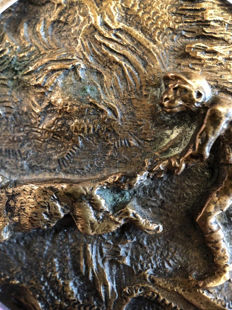 Plaque en Bronze,course de  Singes,XIXème Siècle -photo-4