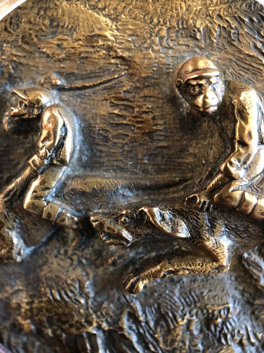Plaque en Bronze,course de  Singes,XIXème Siècle -photo-5