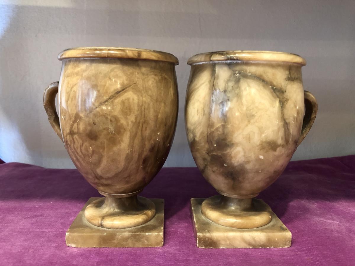 Pair Of Cups, Vases, Grand Tour, XIXth Century
