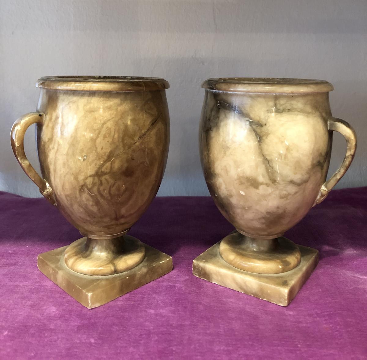 Pair Of Cups, Vases, Grand Tour, XIXth Century-photo-3