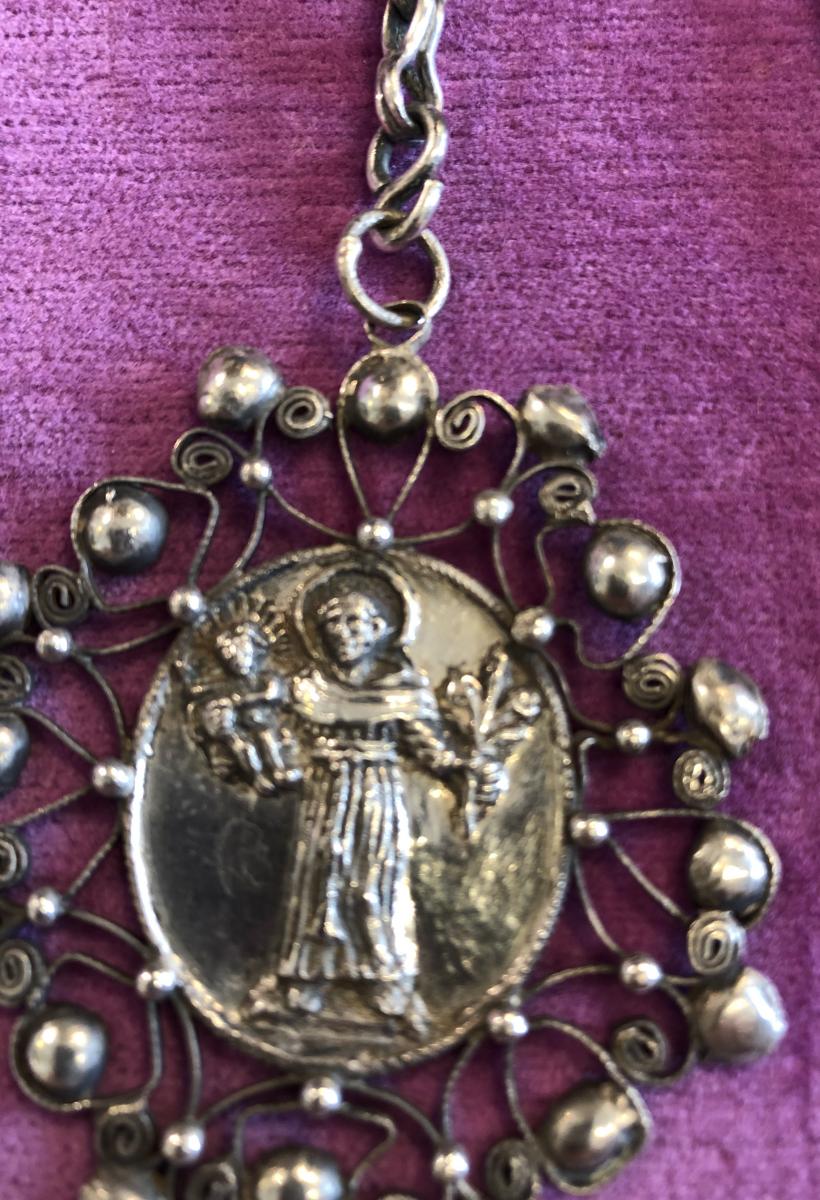 Médaille,fibule,argent,corail,XVIIème Siècle -photo-2