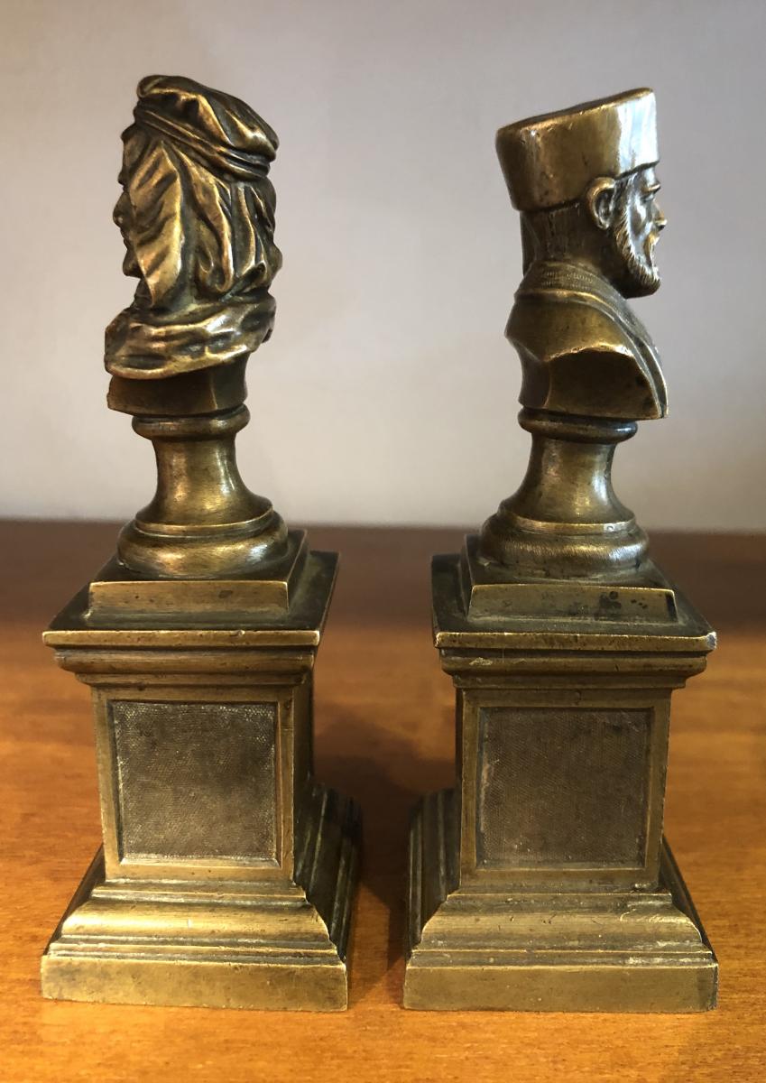 Pair Of Busts, Bronze, Ab-del-kader, Ibrahim Pasha, 20th Century-photo-7