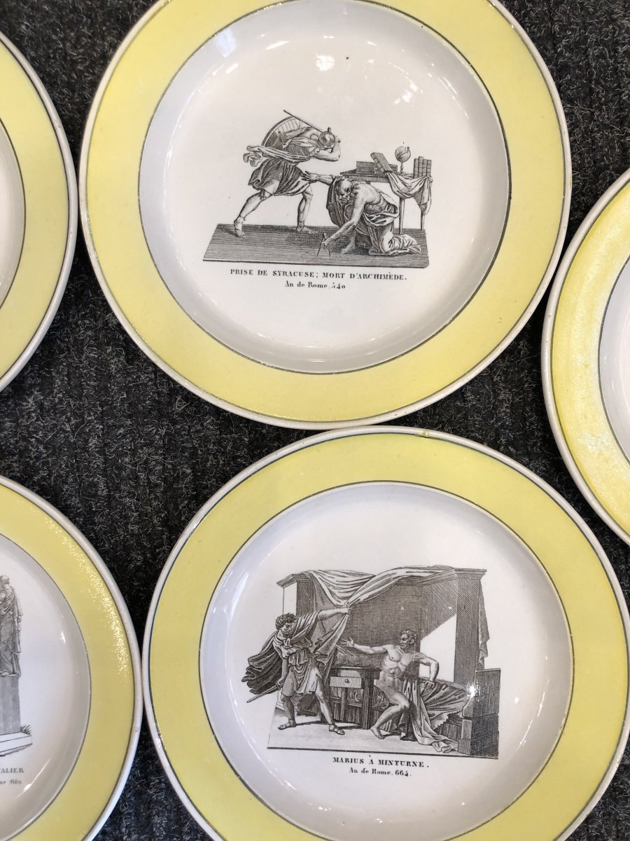 Series Of 10 Plates, Faience De Creil, Nineteenth Century-photo-2