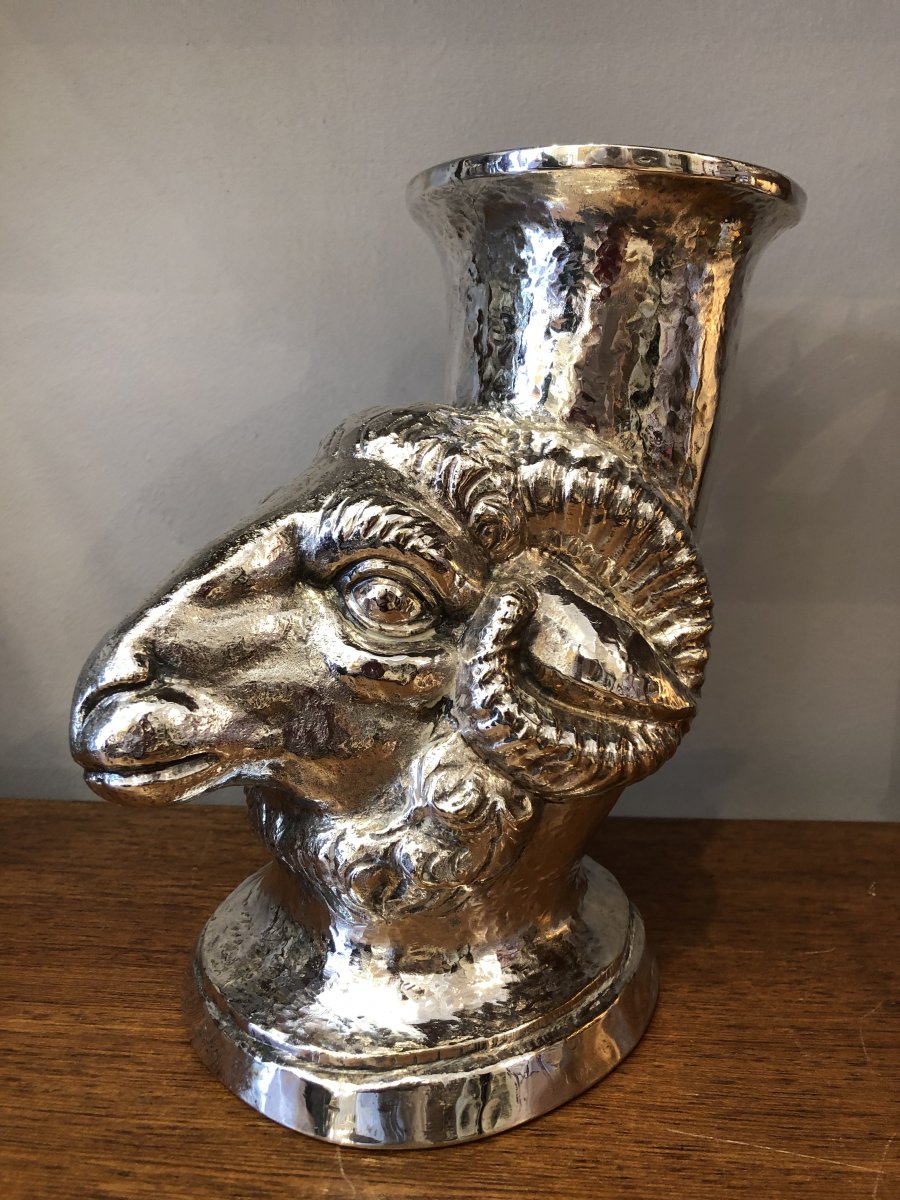 Coupe à Boire,bélier,métal Argenté XX ème Siècle 