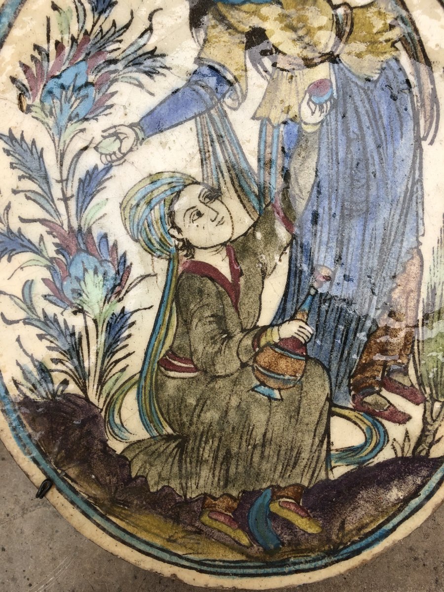 Plaque en céramique,Iran, XIXème  Siècle -photo-4