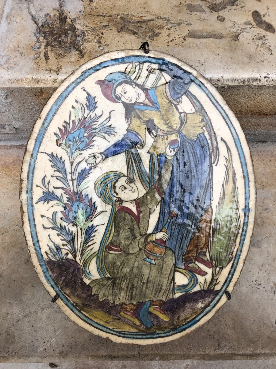 Plaque en céramique,Iran, XIXème  Siècle 
