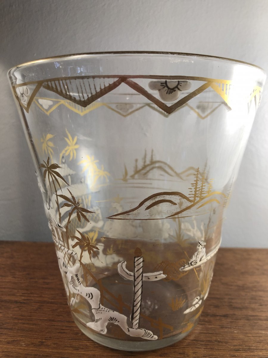 Grape Bucket, Enamelled Crystal, Nineteenth Century-photo-1