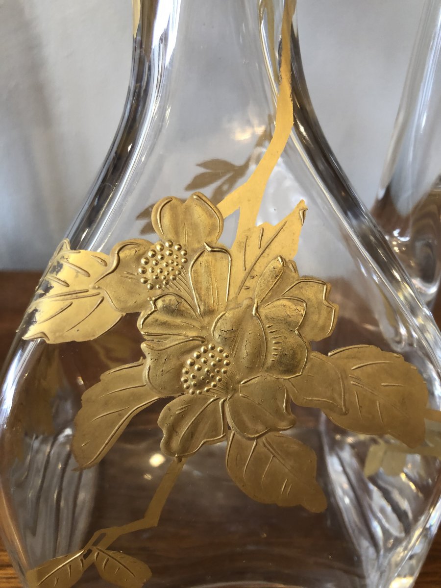Carafe,pichet Cristal doré  à L’ or vers 1900-photo-7
