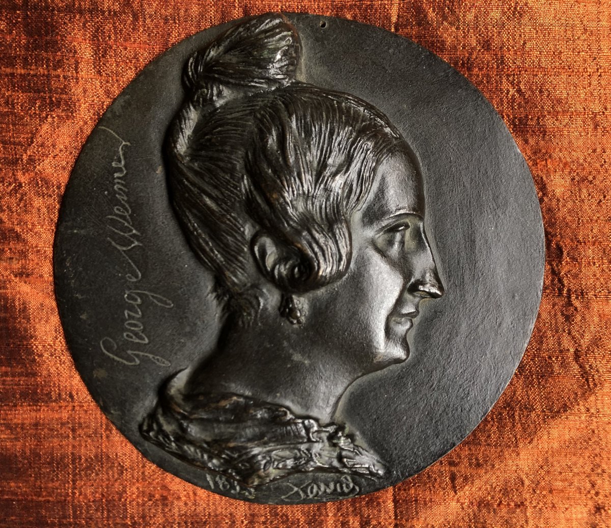 Medallion, Sculpture, David d'Angers, Miss George, 19th Century-photo-2