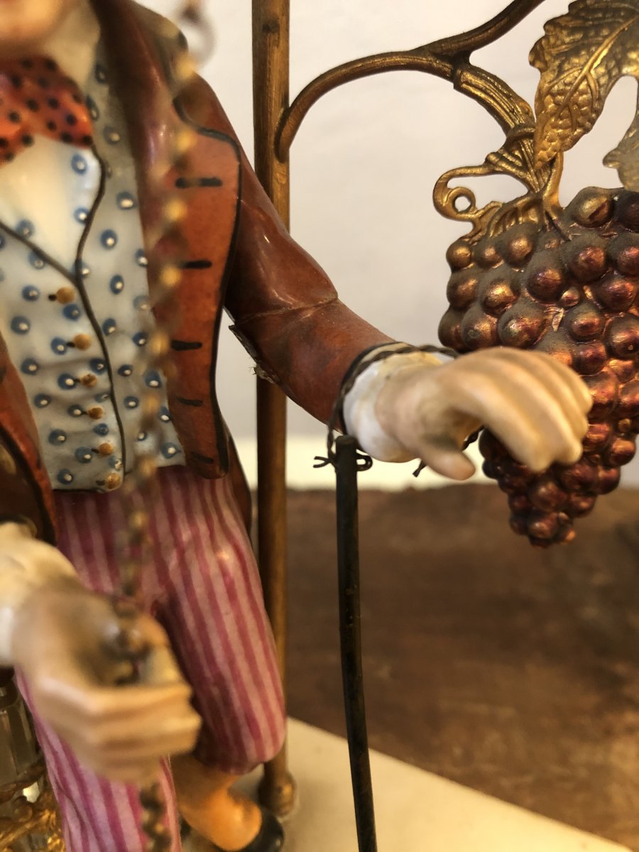 Bottle, Crystal And Porcelain Character, XIXth Century-photo-5