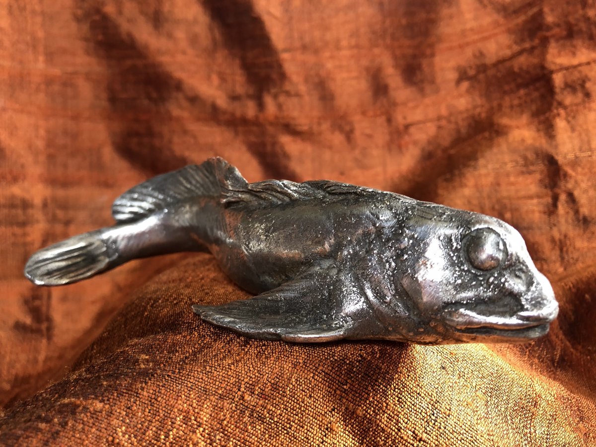 Fish, Silver Bronze, Paperweight, XXth Century-photo-2