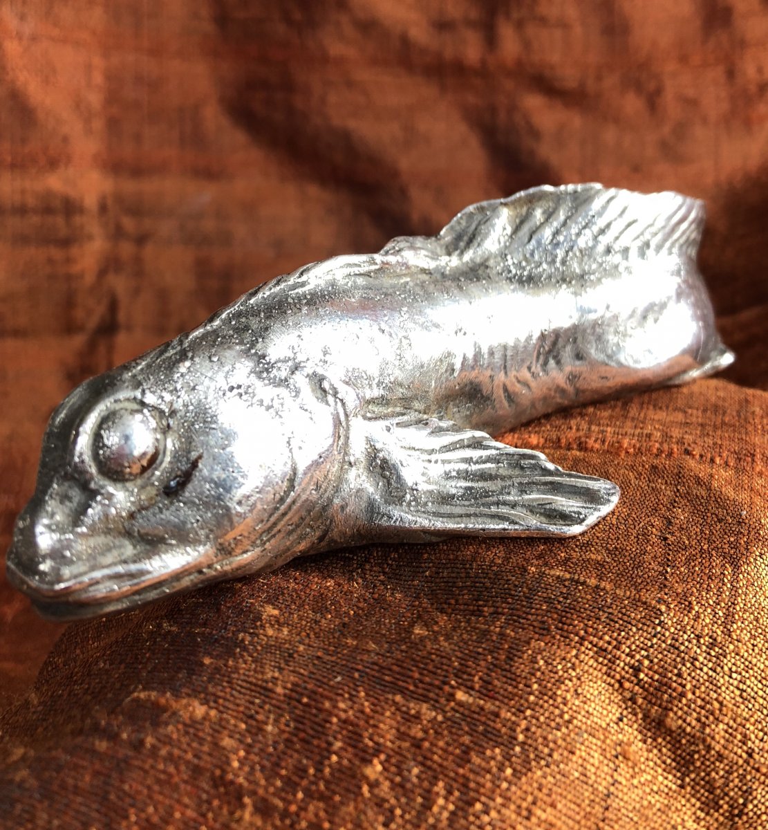 Poisson,bronze Argenté,presse Papier,XXème Siècle -photo-3