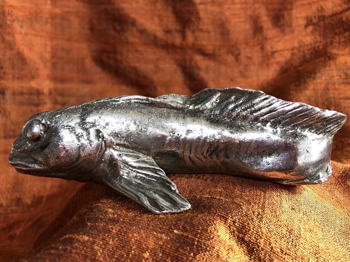 Poisson,bronze Argenté,presse Papier,XXème Siècle -photo-4