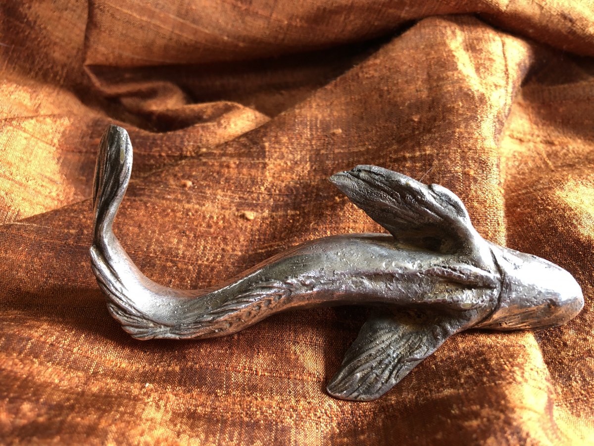 Fish, Silver Bronze, Paperweight, XXth Century-photo-1