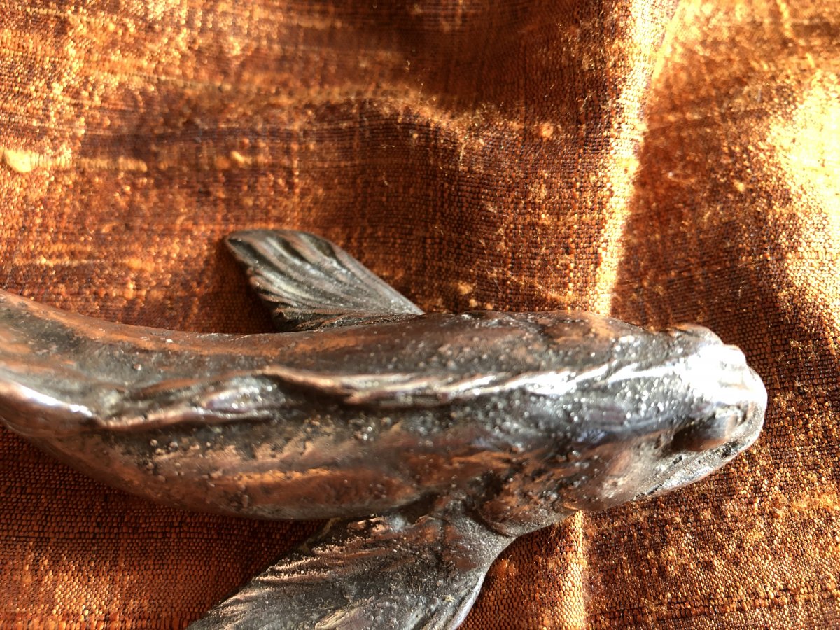 Fish, Silver Bronze, Paperweight, XXth Century-photo-3