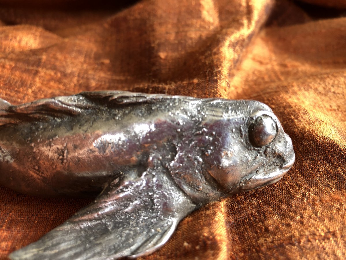 Fish, Silver Bronze, Paperweight, XXth Century-photo-4