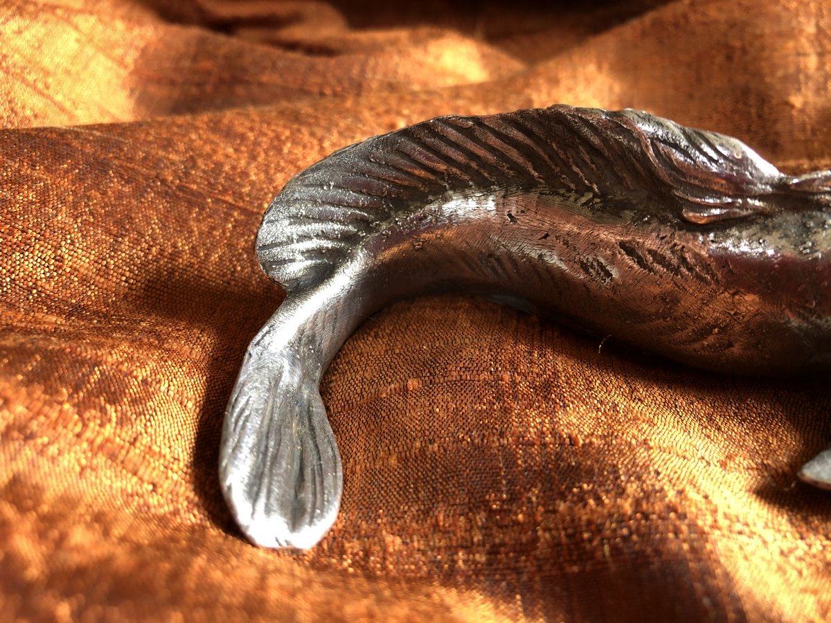 Fish, Silver Bronze, Paperweight, XXth Century-photo-5