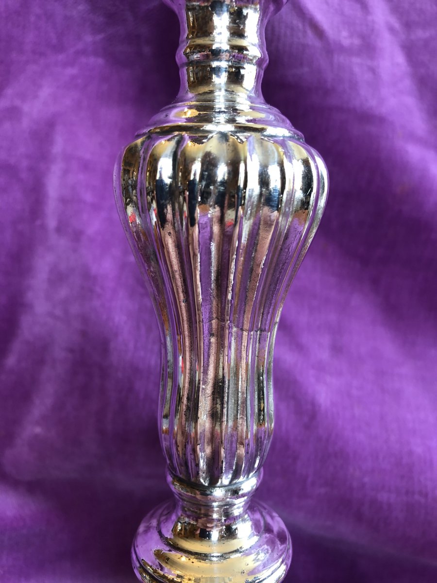 Pair Of Candelsticks, Métal Plated -photo-1