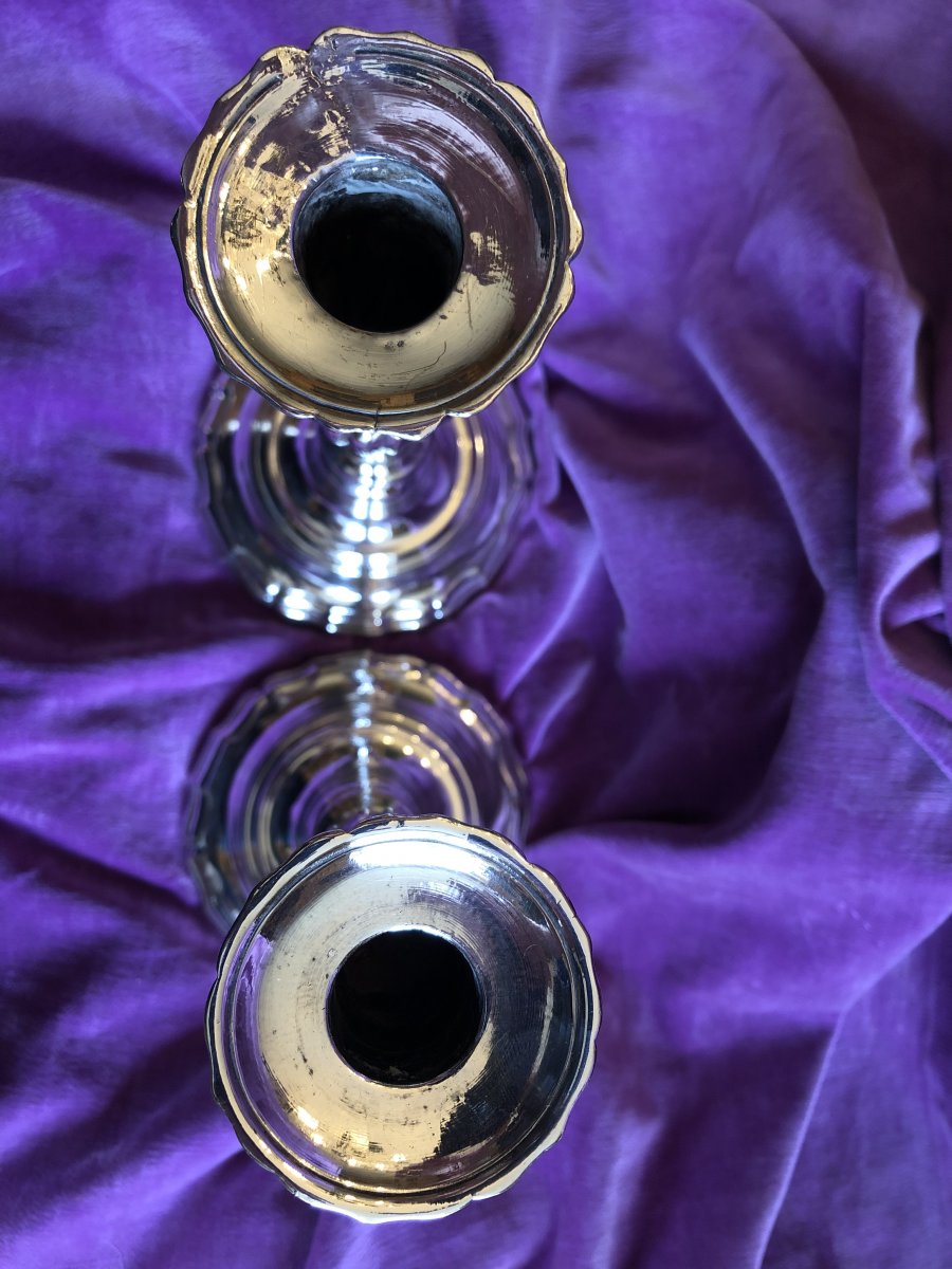 Pair Of Candelsticks, Métal Plated -photo-7