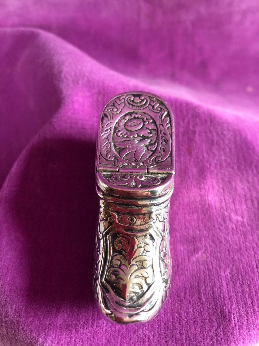 Pill Box, Silver Metal, 18th Century-photo-3