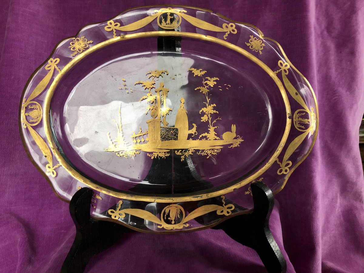 Plat,verre  ,décor à l’or,XVIIIème Siècle-photo-3