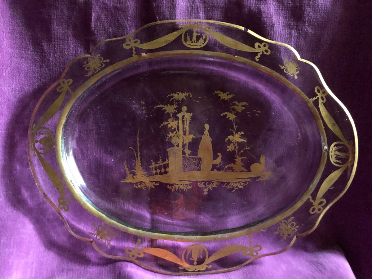 Plat,verre  ,décor à l’or,XVIIIème Siècle