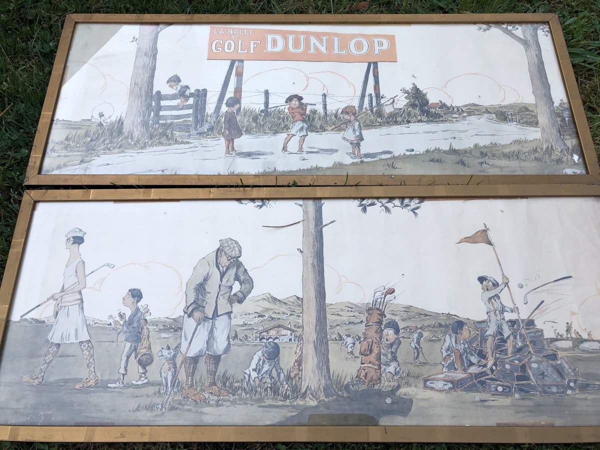 Affiches Publicitaires ,caricature,Dunlop,golf,vers 1920,René Baudichon.-photo-8