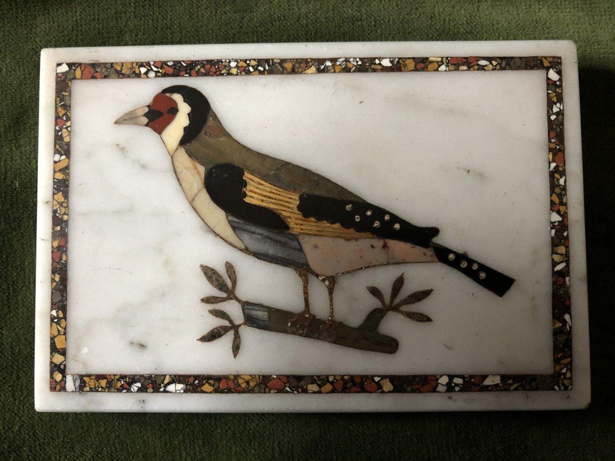 Paperweight, Marquetry In Marble, XIXth Century-photo-4