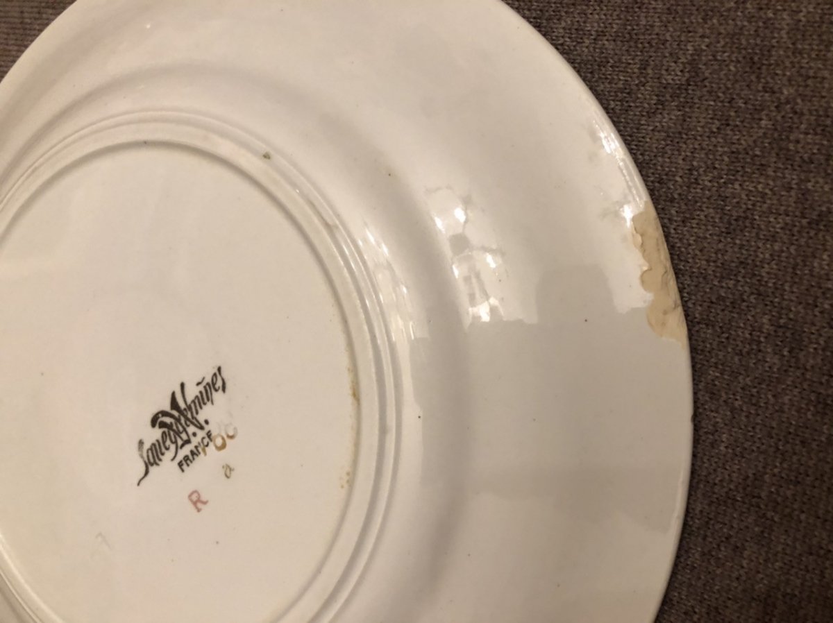 Series Of 3 Earthenware Plates From Sarreguemines, Mathis Strasbourg Automobiles, XXth Century-photo-1