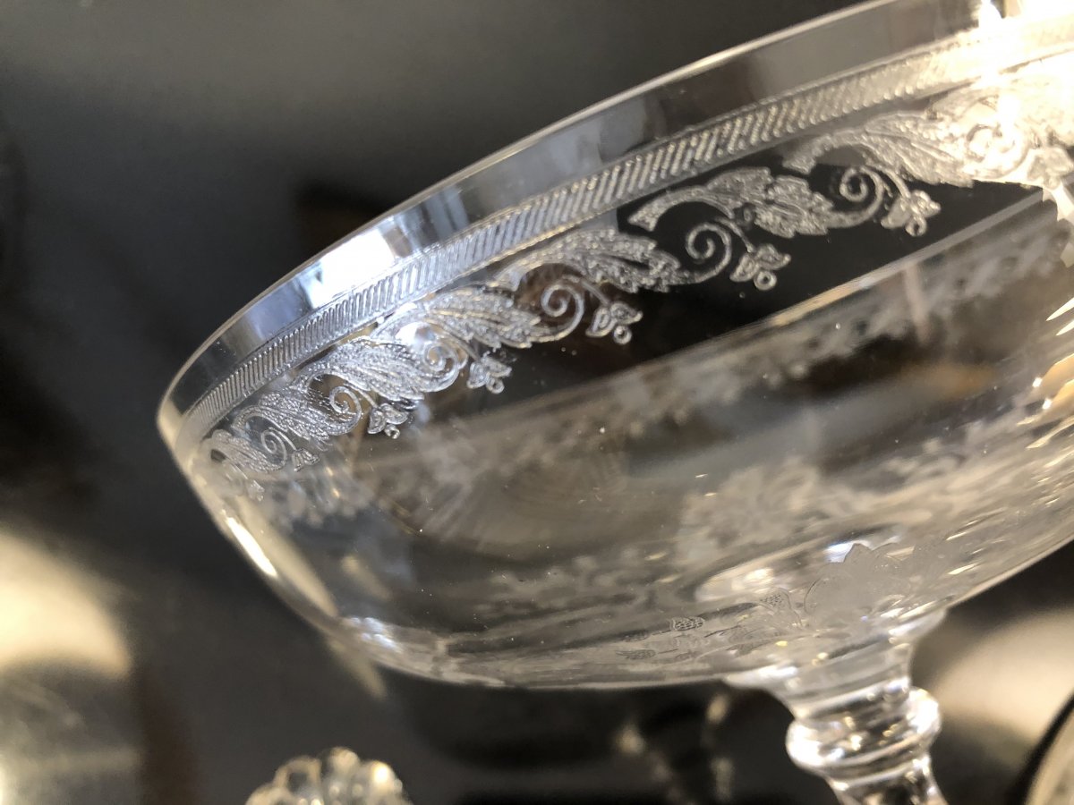 Fruit Bowl, Candy Dish, Jam, Engraved Crystal, Circa 1900-photo-5