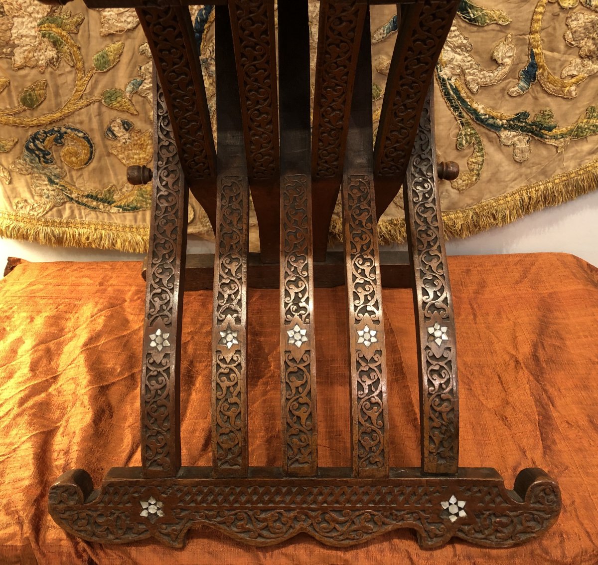 Folding Chair In Carved Wood, Syria, XIXth Century-photo-4