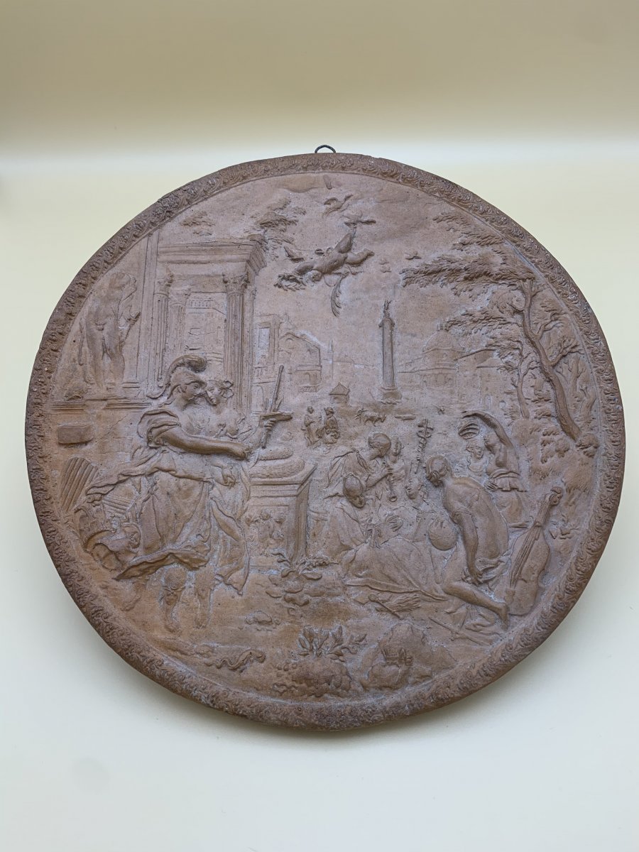 Large Terracotta Medallion, XIXth Century-photo-2