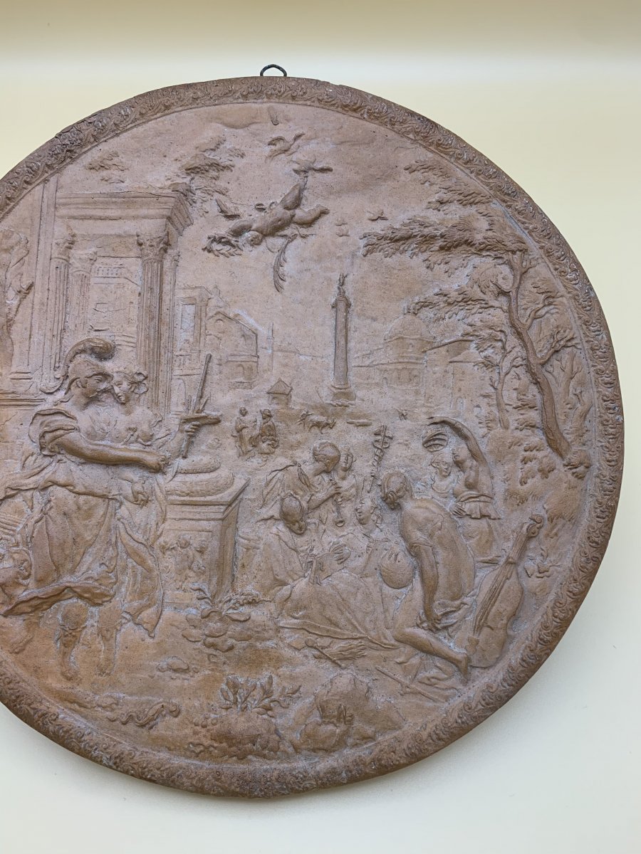 Large Terracotta Medallion, XIXth Century-photo-4