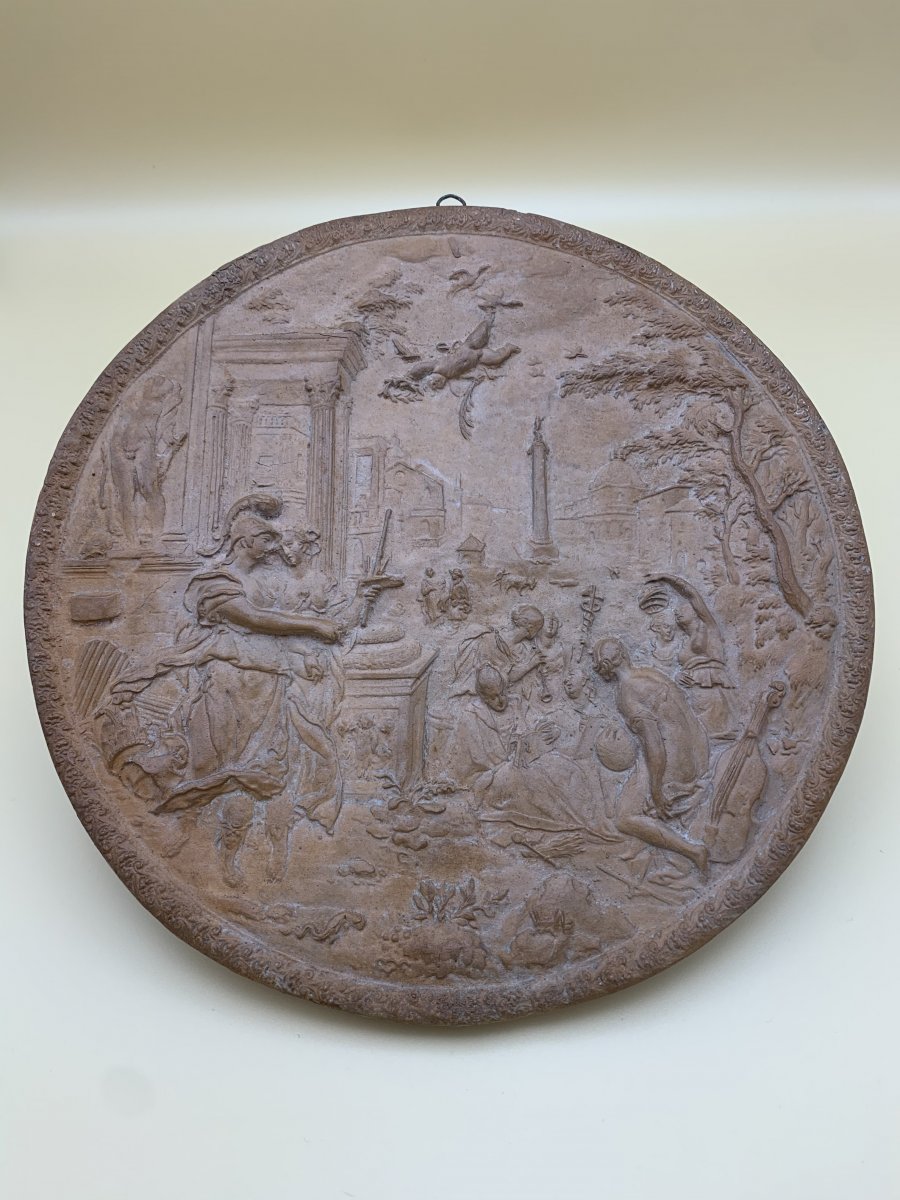 Large Terracotta Medallion, XIXth Century-photo-5