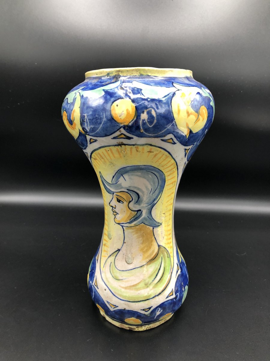 Albarello,faïence,majolica,Caltagirone,pot à pharmacie,fin XVII ème,début XVIII ème siècle -photo-6