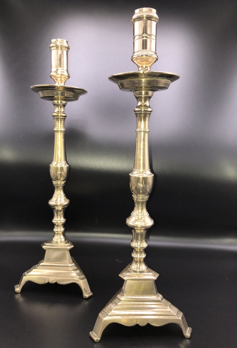 Pair Of Candlesticks, Bronze, XVIIth Century