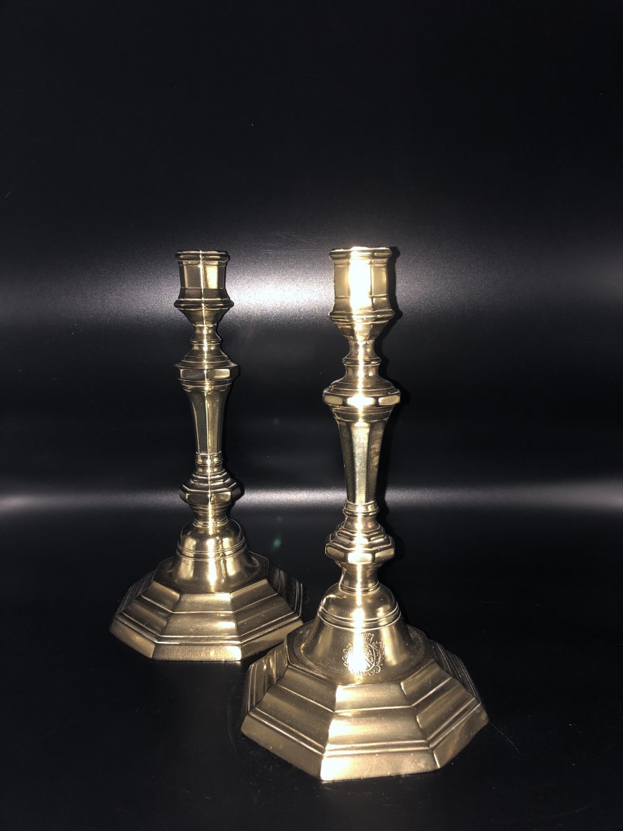 Pair Of Candlesticks, Bronze, XVIIIth Century-photo-3