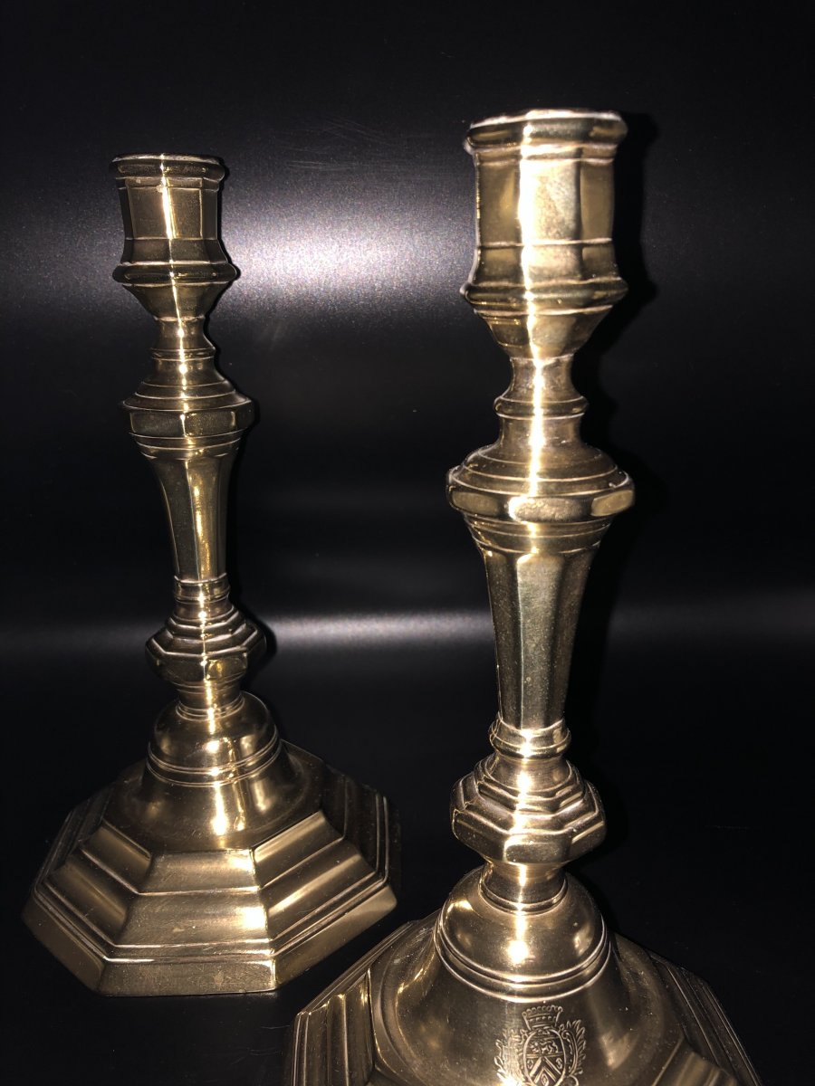 Pair Of Candlesticks, Bronze, XVIIIth Century-photo-1